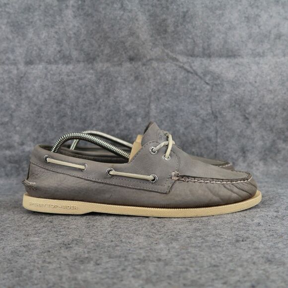 Sperry Mens 8 Top Sider Boat Shoes Classic Leather Lifestyle Preppy 2 Eye Grey main image 14